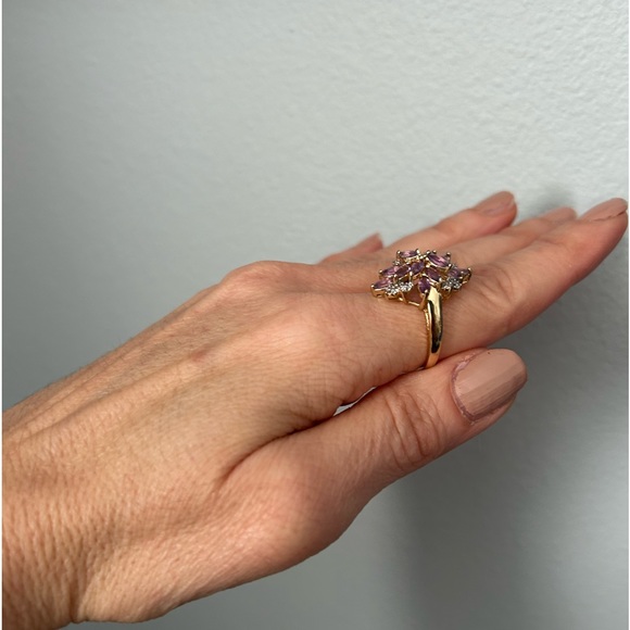 ❤️ Amethyst Flower Cluster Ring 😍 Marked lowest price 🥰 - Picture 14 of 15